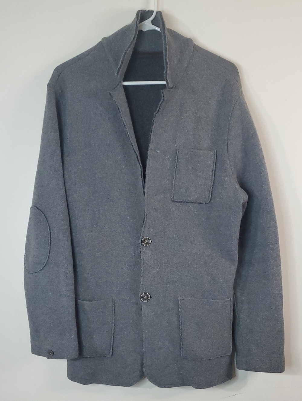 Emozioni Uomo Italy Gray Wool Button-Front Sweater Blazer Jacket Unstructured Md